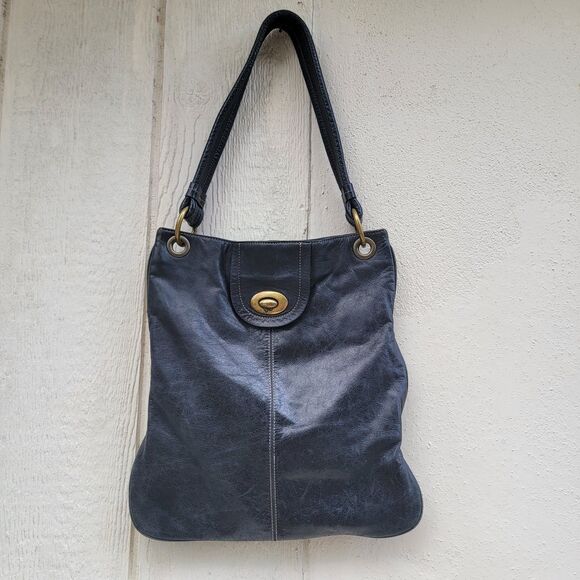 kate landry leather kiss lock hobo bag black boho